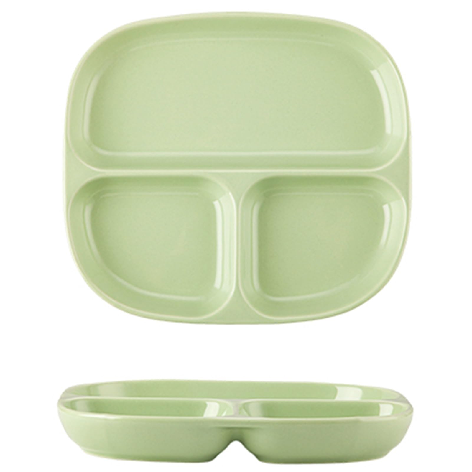 ksxnkhk Dinner Plate for Adults, Simple Platter with 3 Section Partition, Microwave and Dishwasher Safe Dish, Bariatric Diet Divided Tray, 1 Pack(Green)