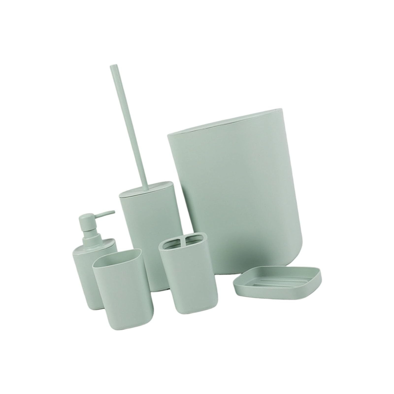 Juego de almacenamiento impermeable de 6 piezas, incluye estante para cepillos de dientes, cesta de basura para decoración familiar, buen juego con cubo de basura