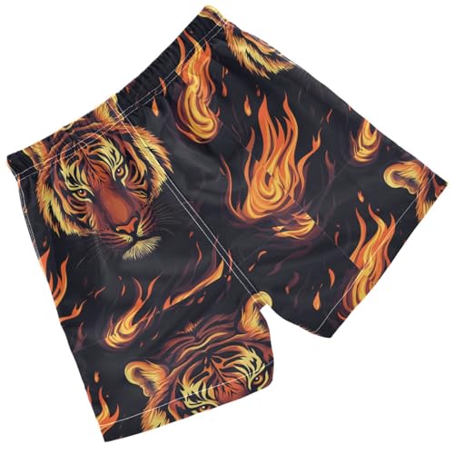 Pigsaly Boys Swim Trunks Digital Fire Tiger Head Boys Board Shorts Swimsuit Swimwear Summer Bathing Suit 2T Multicolor2