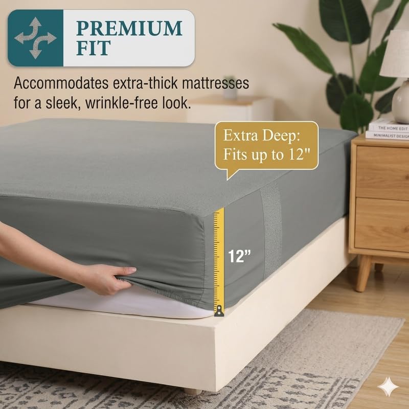 Image of Premium Waterproof Mattress Protector Cover Single Bed | Breathable Terry Cotton Bed Protector, Single Bed (72 X 36, 6 X 3 Feet - 2 to 10 inch - Grey)