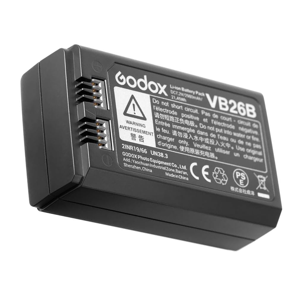 Godox VB26 VB26B Akku 7,2 V 2980 MAh für Godox V1 C/N/S/F/O/P Rundblitz und Godox V860iii S/N/C/F/O/P Blitz V850III AD100Pro Blitzgerät