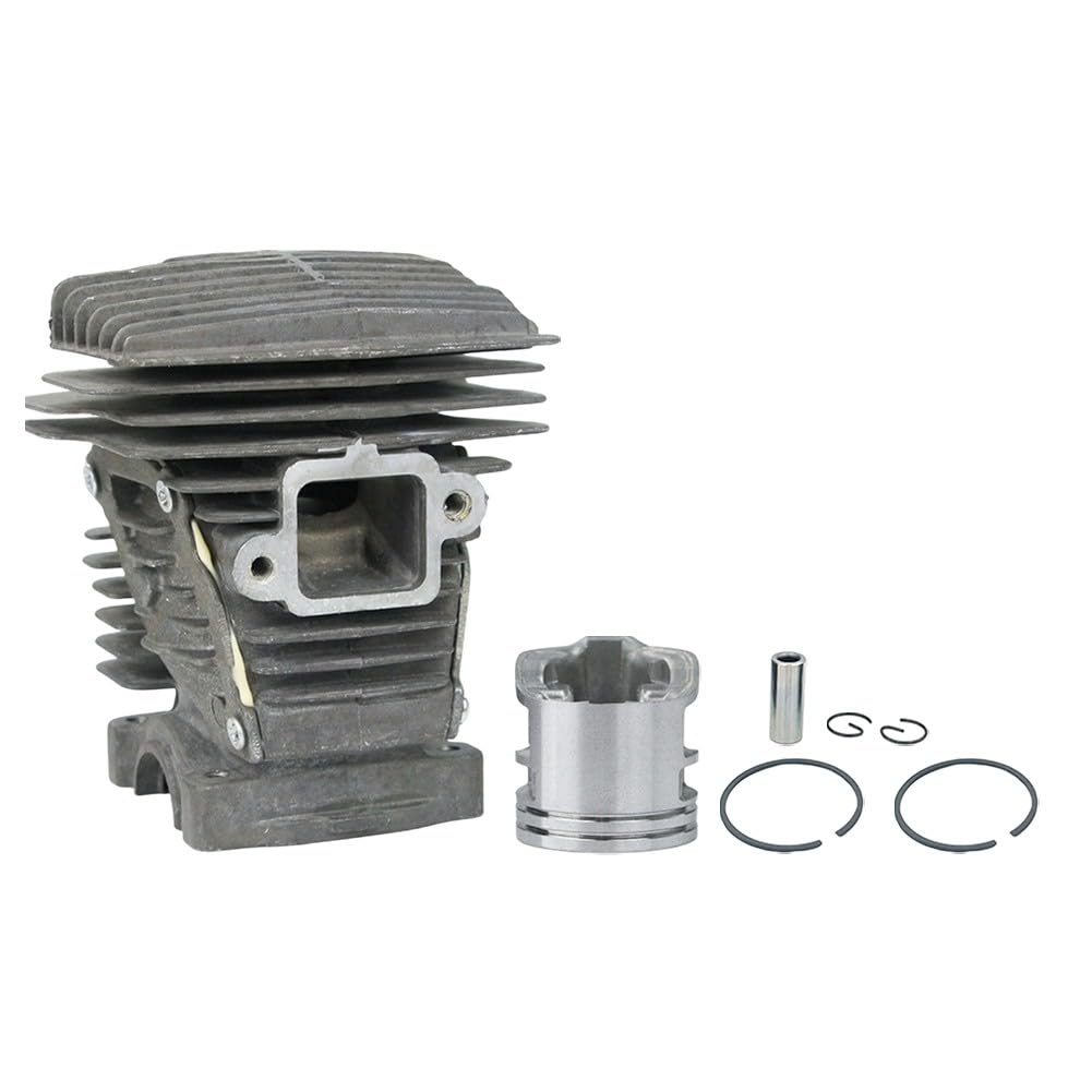 Conjunto de cilindro y pistón para motosierras MS171, MS181, MS181C, MS211 y MS290. Incluye pistón, perno cilíndrico, anillos de seguridad y clips.