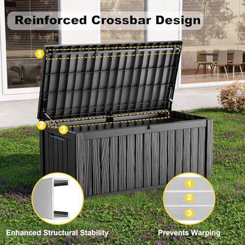 Image of 200 Gallon Large Outdoor Storage Box, Black