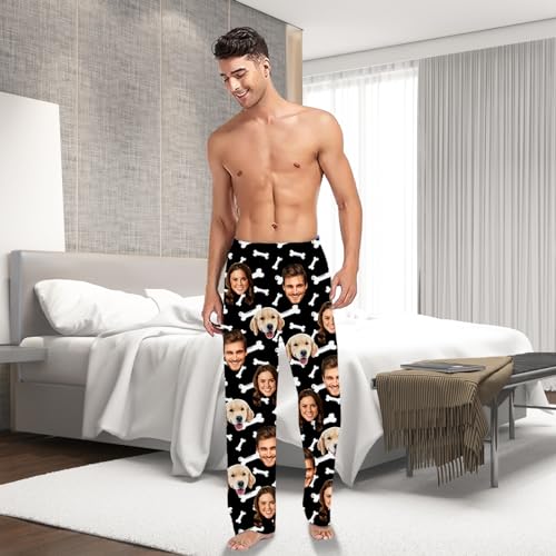 Custom Pajama Pants for Men Women, Personalized Face Photo Sleepwear Bottom,Customized Christmas Pj Trousers Gifts2