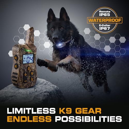 Image of INVIROX Dog Shock Collar [Ultra K9] 124 Training Levels, 4 Powerful Modes with Night-Light and Mile Range 100% Safe Dog Training Collar for Large Dogs IP67 Waterproof (X2 Camouflage)