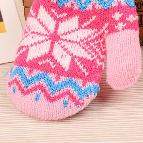 UTOWO Kids Double Layer Boy Stretch Knitted Mittens Girl Warm Knit Mittens Winter Outdoor Gloves for 3-7Y3