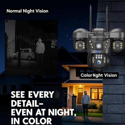 Image of Maizic Smarthome Trion X 5MP*3 4G SIM CCTV Camera for Home Outdoor | Triple Lens Camera Without WiFi | Color Night Vision, Pan Tilt, Motion Alerts | Outdoor Security Camera