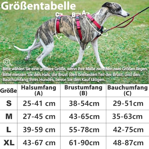 Paworld Sicherheitsgeschirr Hund, Anti Zug Hundegeschirr, Panikgeschirr für Hunde, Ausbruchsicheres Geschirr Hund, Verstellbare, Atmungsaktiv Weste für kleine, mittelgroße und große Hunde (Rosarot,M)