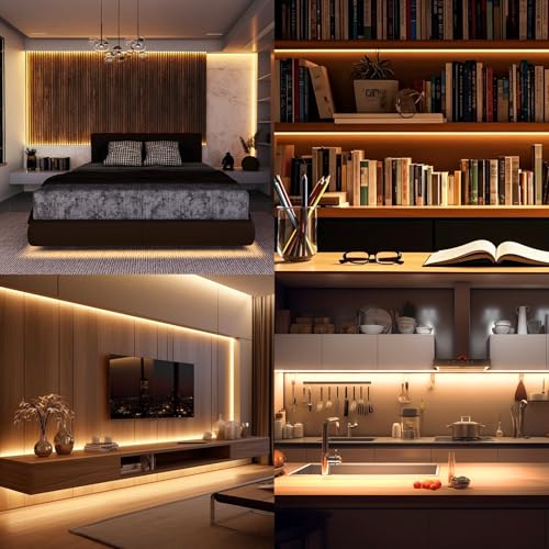 Image of 80FT /24M COB LED Strip Light 3000K Warm White High Lumen Dimmable Strip Paired with RF Remote 24V Ul Certified Adapter Suitable for Bedroom Cabinets