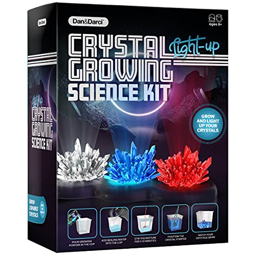 Light-up Crystal Growing Kit for Kids - Science Kits for Kids Age 8-12 - 6 7 8 9 10 Year Old Boy Birthday Gifts - Gifts for Girls - STEM Toys for 7 Year Old Boys, Experiment Crafts for Age 10-12 Years by Dan&Darci - Used condition - US$12.02