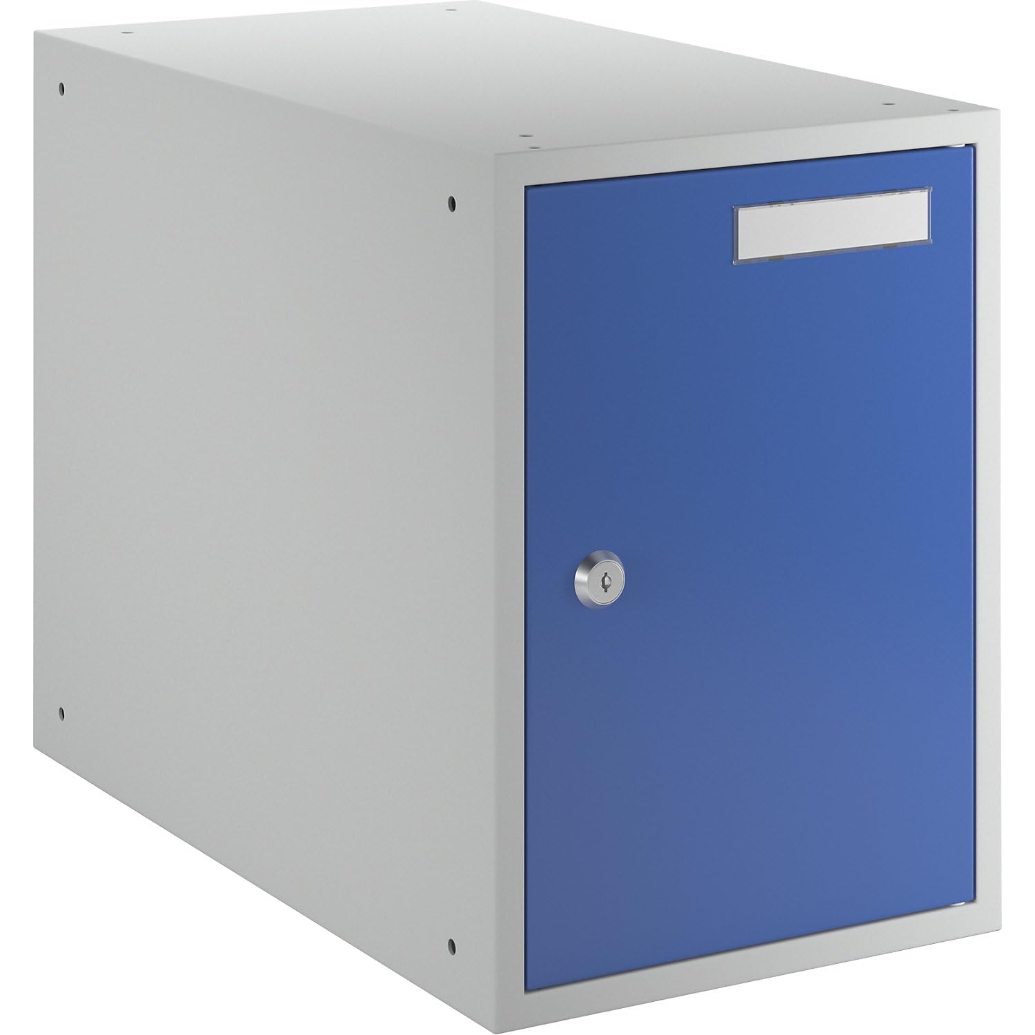 QUIPO Casier verrouillable 350 x 250 x 450 mm porte en tôle pleine gris clair bleu gentiane