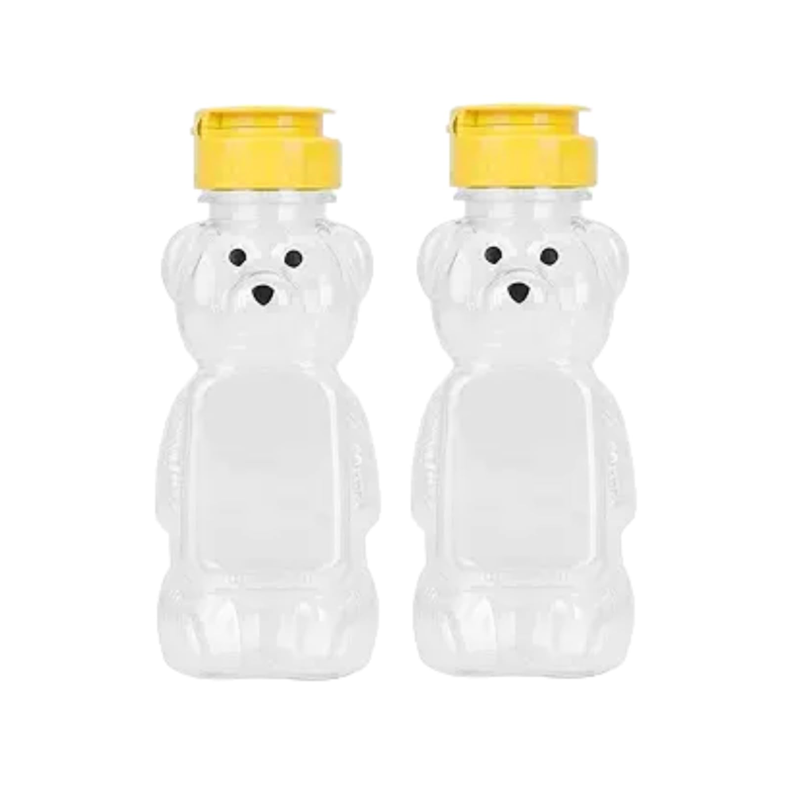 Cldaisy Yellow 2Pcs 8 Oz Plastic Bear Honey Bottle Jars, Empty Honey Squeeze Bottle With Flip-Top Lid For Storing And Dispensing, Flap Caps For Storing And Dispensing