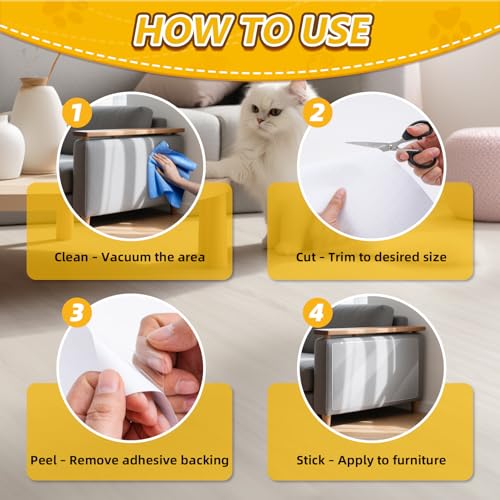 Kratzfolie Katze Selbstklebend, 8 Stück Kratzschutz Selbstklebend Tape Transparent – Katzen Kratzschutz für Sofa, Möbel, Tür und Wand, Anti Kratz Folie für Katzen, Sofaschutz und Couchschutz