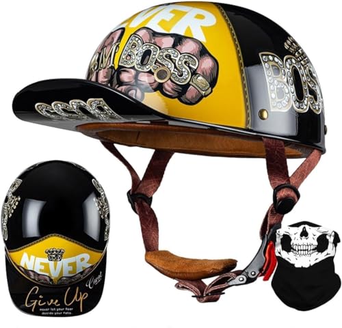 Casque moto rétro jet de style bol vintage vintage pour scooter taille 2XL