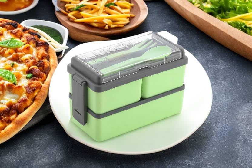 Lunch Box with Spoon and Fork