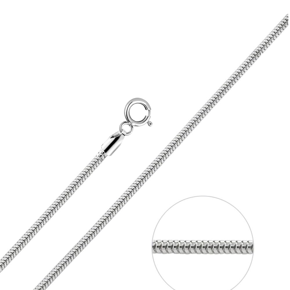 Sterling Silber Italienischer Schmuck 1 mm, 1,50 mm, 2 mm Schlangenkette Halskette für Teenager Frauen und Männer (16, 18, 20, 22 Zoll)