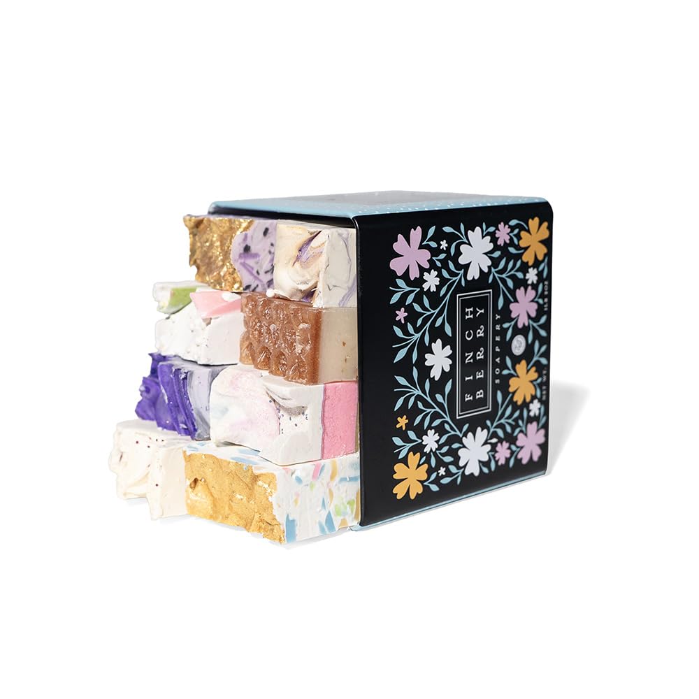 FinchBerry 8 Bar Soap Set - Natural Shea & Coconut Oil, Rich Scents & Lush Lather, Ideal Gift Box for Everyday Comfort and Self-Care - 8 Vegan Handmade Bars, (1.5 - 2.5 oz) Each