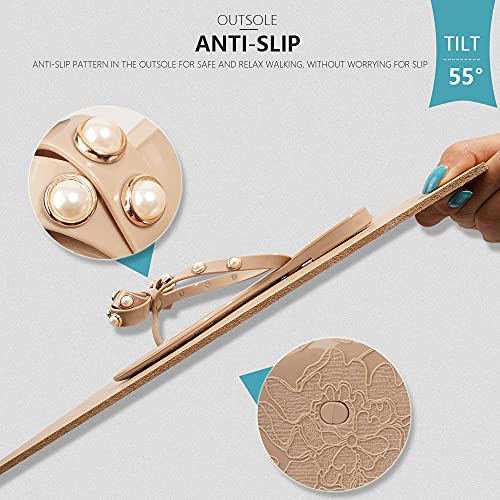 Image of TYFLOVE Women Rivet Flip Flops Studded Jelly Thong Sandals with Bow Summer Bowtie Flat Beach Rain Shoes