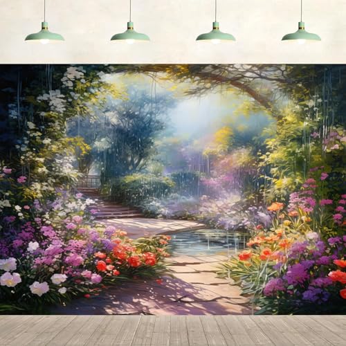 Fondo fotográfico jardín primavera 10x8ft vinilo miniatura 1