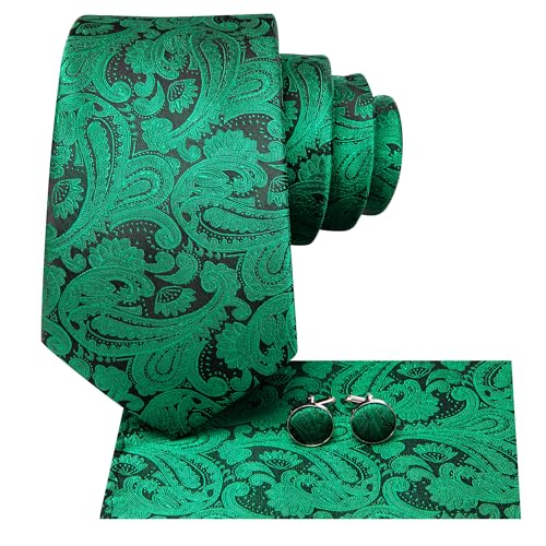 Image of Hi-Tie Mens 70inches Tie Set Extra Long Necktie for Men Cufflinks Handkerchief Big Tall Men Business Wedding
