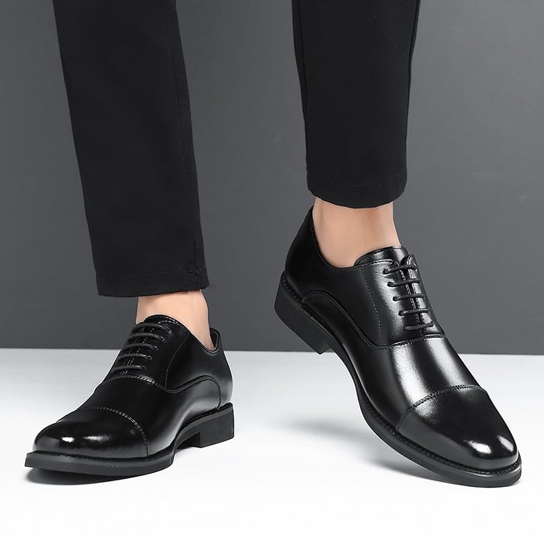 Men Loafers Dress Shoes Lace-up Casual Wedding Faux Patent Derby Shoe Rubber Flat Dress Shoes3