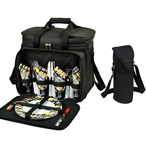 Picnic at Ascot Original Equipped Cooler for 4 with Extra Wine Tote- Designed and Assembled in California - Paris