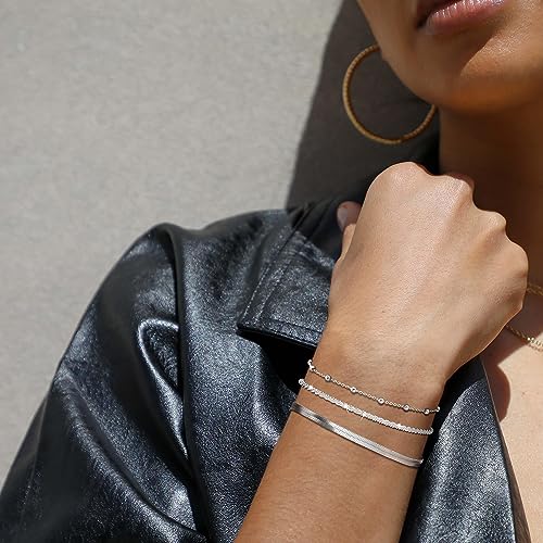 Layered Bracelets Bracelets Set for Women 14K Gold Plated/Silver Dainty Link Chain Bracelet Stackable Jewelry Gifts for Women3
