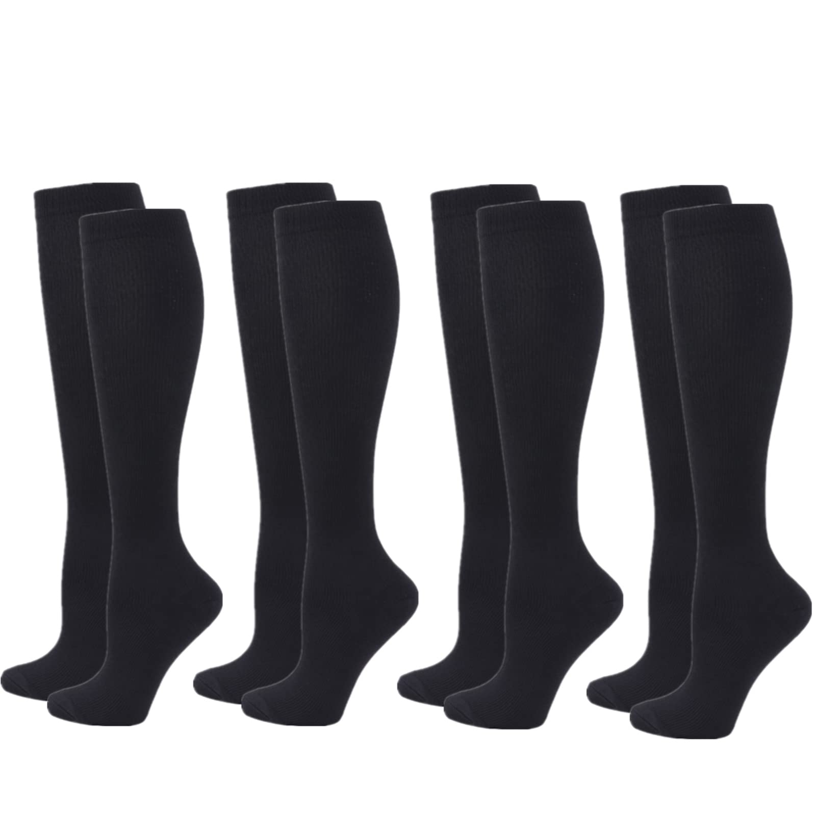 Zingso Unisex 4Pairs-Black Black Black Black Compression Socks For Women & Men, 4 Pairs 20-25Mmhg - Flight Socks, Compression Stockings For Sport, Athletic, Edema, Diabetic, Varicose Veins, Travel, Pregnancy, Nursing (Xxl, Black)
