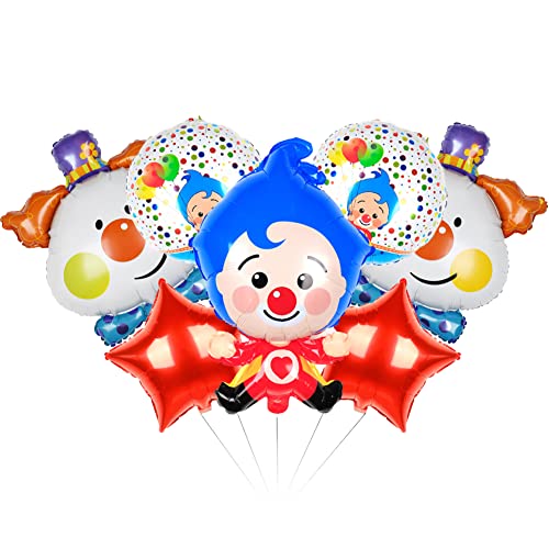 Karneval Party Luftballons Dekorationen, Zirkus Folien Ballons Clown Deko Fasching Dekoration Clown Luftballon Zubehör Für Karneval, Clown, Geburtstag, Baby Shower, Abschlussfeier, Rot Cover