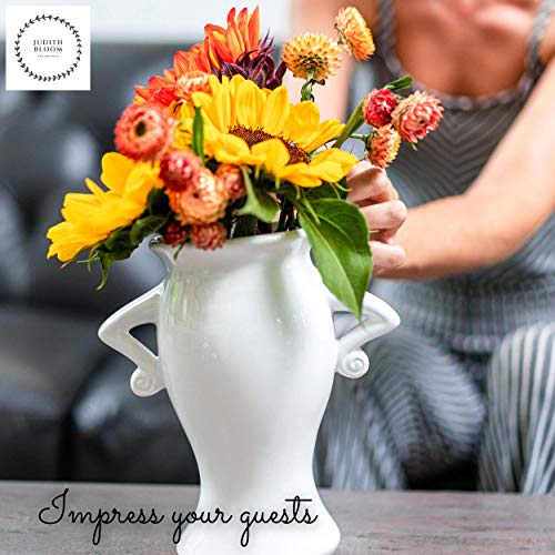 White Ceramic Vase, White Vases For Decor - White Flower Vase Handmade Decorative Vase, Hip, Elegant, Classy Tall Flower Vase For Flowers, White Vases For Decor Farmhouse Decor, Living Room Decor #TOP4