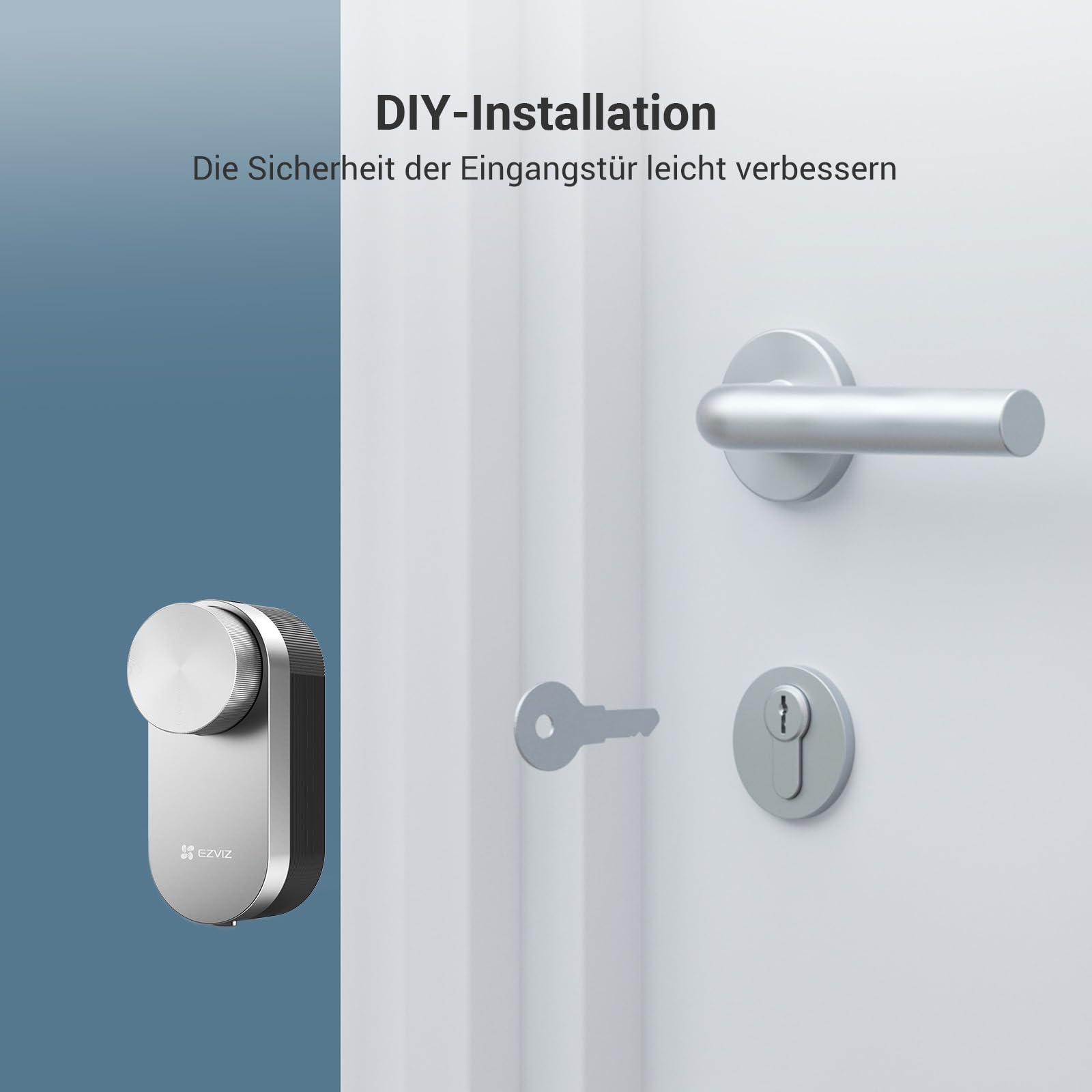EZVIZ Smart Lock DL01 Pro mit Keypad & Gateway & Türsensor, Elektronisches Türschloss mit Austauschbaren Batterien, Smartes Türschloss, Öffnen per Ezviz App, Code, RFID karte, Unterstützt Matter
