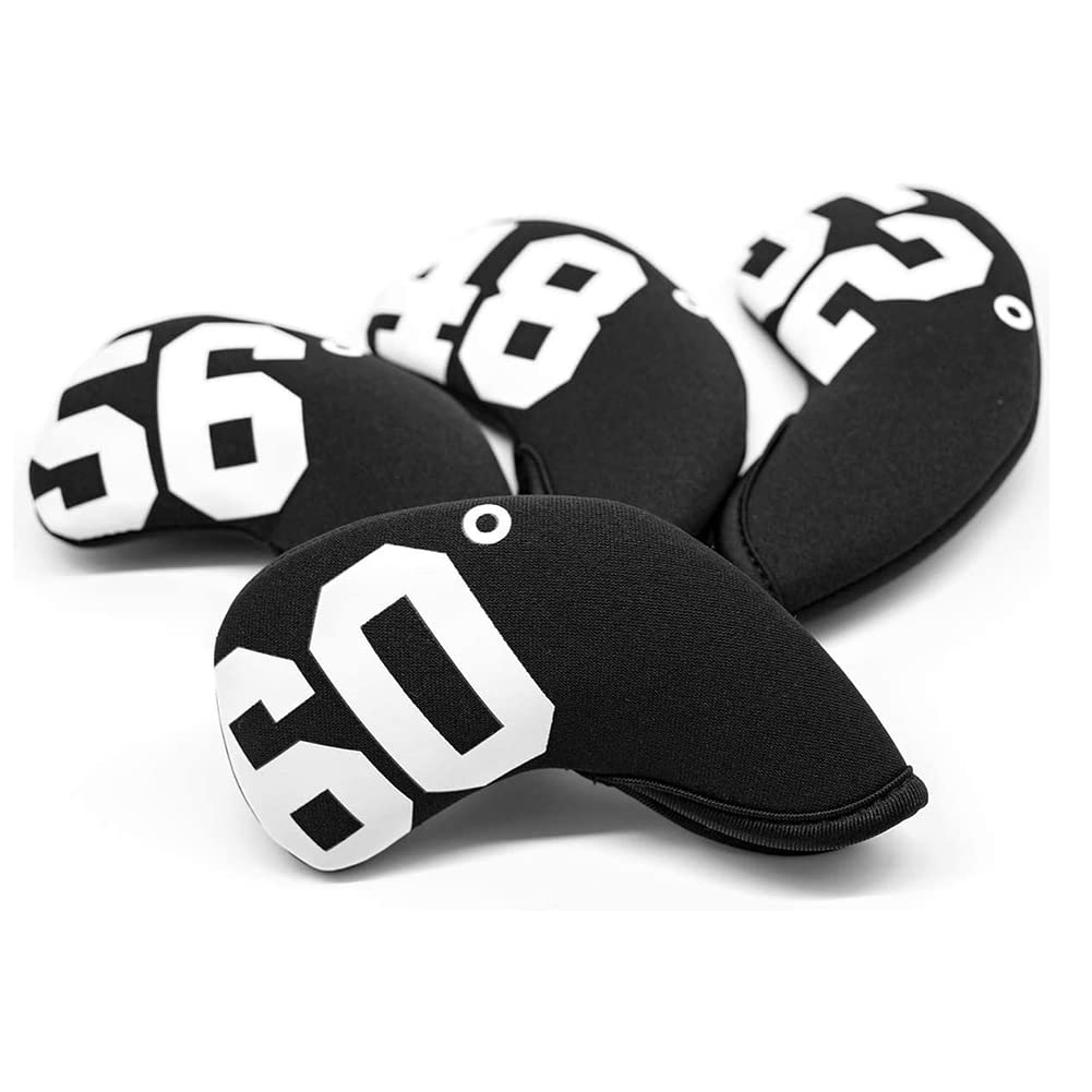 Neopreno Golf Iron Club Head Cover Protector Simple Sand Wedge Golf Club Iron Headcover NúMero Impreso 48-60 Grados