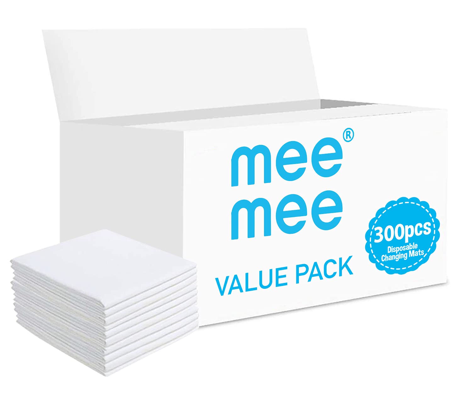 Meemee Disposable Changing Mats, 300 Counts, Baby Diaper Mat, Pad, Nappy Pet Training Pad