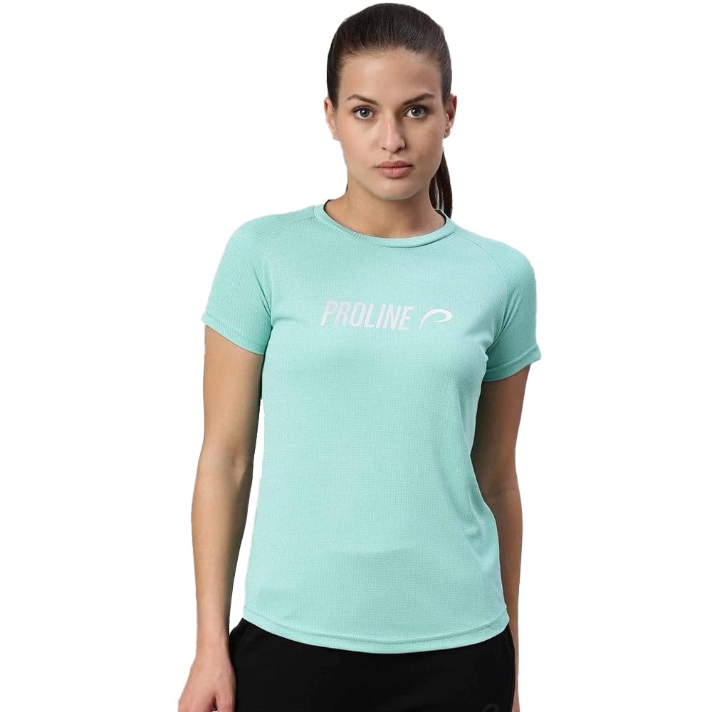 Proline Polyester Round Neck Womens T-Shirt (Blue, Extra Large)