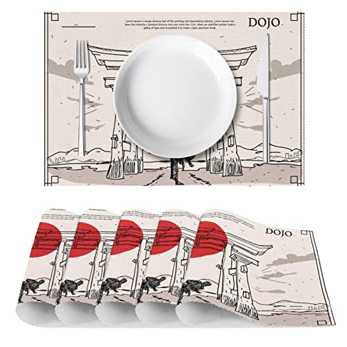 Sets de table Dojo de table à manger lavables 30x45 cm résistants à la chaleur