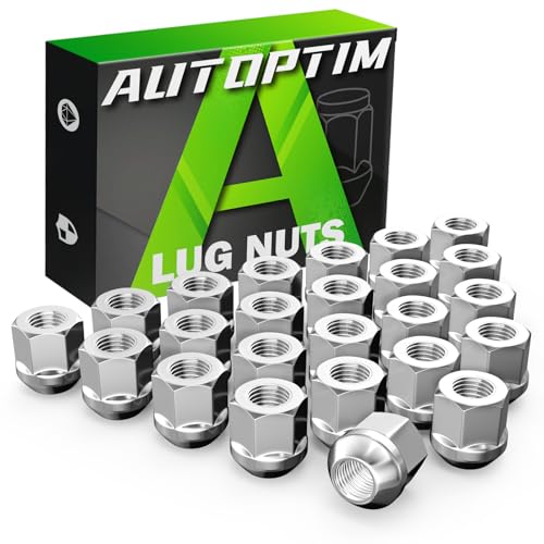 AUTOPTIM M14x1.5 24PCS Open End Lug Nuts - Replacement Chevy Silverado 1500 Tahoe Suburban Express GMC Sierra RAM 1500 Ford F150 Aftermarket Wheel Chrome Conical Bulge Seat 0.83Height Nut