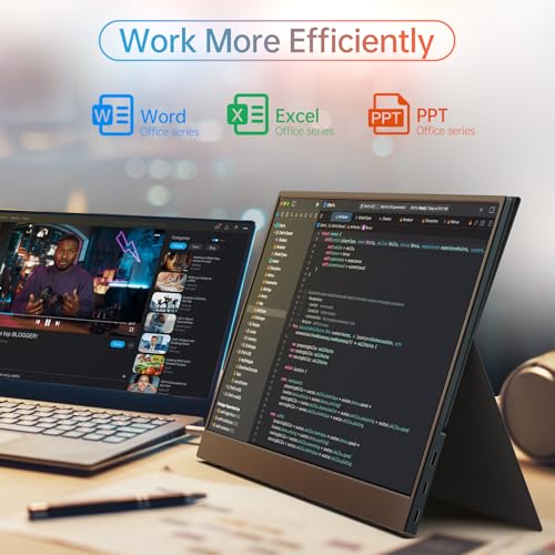 Image of MNN 4K Portable Monitor 15.6 inch 3840x2160 UHD USB-C HDMI Laptop Monitor, 100% Adobe RGB IPS Computer Gaming Display HDR Travel Monitor w /Speakers & Smart Cover for Laptop Xbox PS5 Switch PC Phone