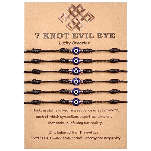 MANVEN 6 Pièces Bracelet Mauvais œIl Evil Eye Protection Corde Kabbalah Bracelet Nazar Amulette...