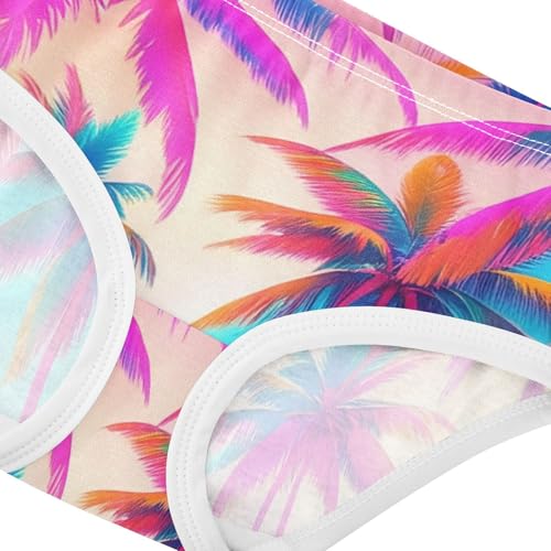 Tropical Colorful Palm Neon Toddler Underwear Custom 2t Cotton Girl Panties Cute Durable Undies Kids Briefs4