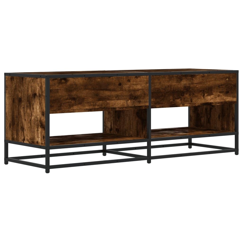 Mobile TV in rovere affumicato, 120,5 x 40 x 46 cm, in legno e metallo, con vano portaoggetti, mobile per il soggiorno per home theater e camera da letto