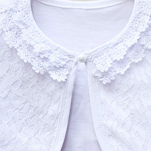 Girl Lace Bolero Cardigan Shrug - Toddler Little Girl Short Sleeve Lace Flower Shrug Sweater3