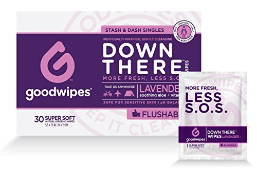 Goodwipes Down There Feminine Flushable Wet Wipes for Women, Lavender Scent Individually Wrapped