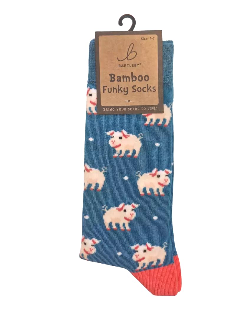 Bartleby Funky Pig Socks Bamboo Blend Size 4 to 7 1 Pair