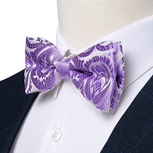 Image of DiBanGu Pre-Tied Bow Ties for Men Silk Adjustable Tuxedo Bowties Pocket Square Cufflinks Set with Lapel Pin Jacquard Woven