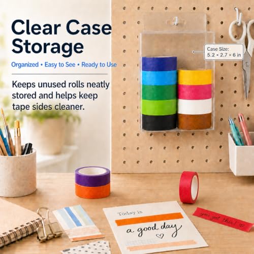 Image of Colored Masking Tape 1 Inch, 12 Rolls, 12 Colors, 264 Total Yards