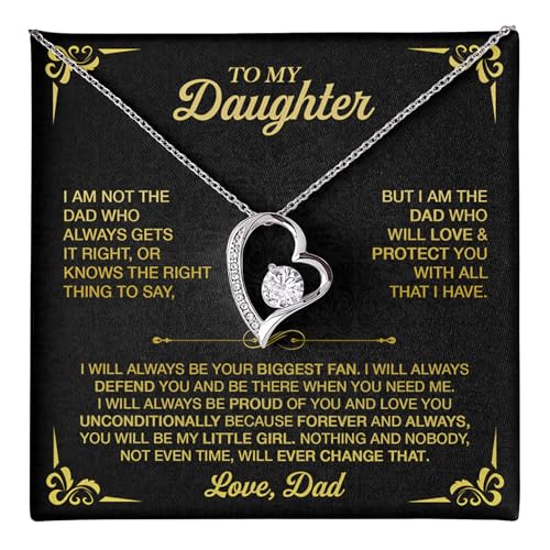 To My Daughter Necklace From Dad, Birthday Gift for Daughter from Dad With Inspirational Message Card And Gift Box