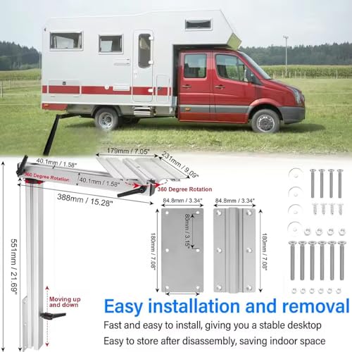 Wohnmobil-Tischbeine,Abnehmbares Wohnmobil Tischbein,Wohnmobil Tischbeine Sockel,508-557.5mm Höhenverstellbare Aluminiumlegierung Tischsockelbein360°Drehbar Stangenstützbein für Wohnmobil,Boot,Yacht