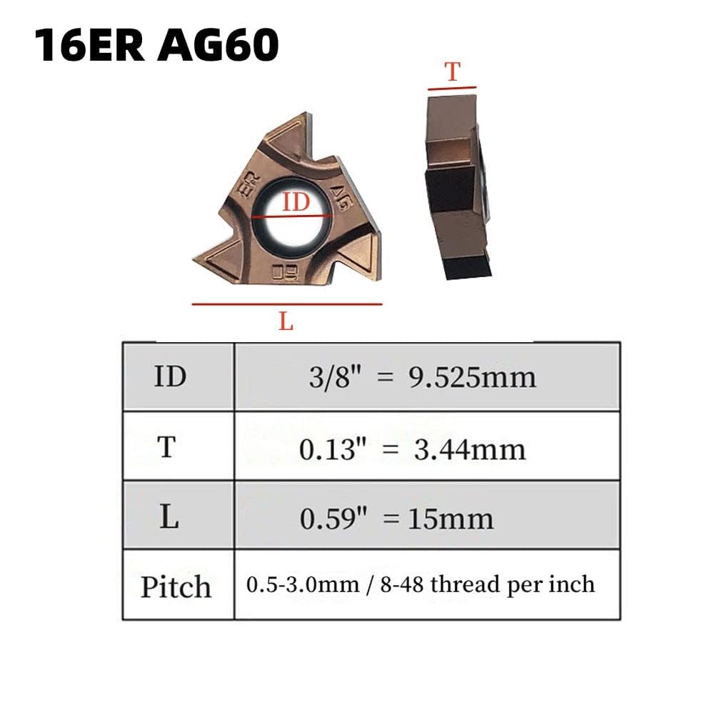 Barre de forage SNL0012M16 + SEL1616H16 - Inserts filetés intérieurs pour tours - Porte-outil rotatif avec 5 pièces 16ER AG60 + 5 inserts de rotation en carbure 16IR AG60.