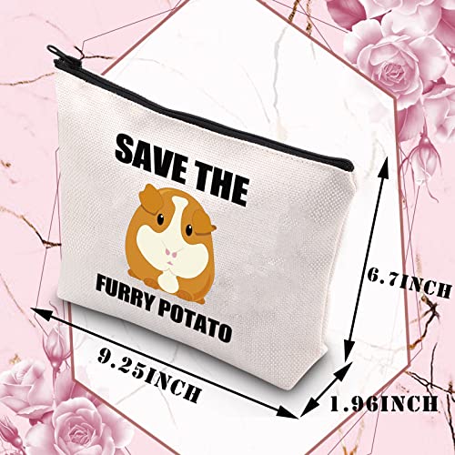 PLITI Funny Guinea Pig Makeup Bag Guinea Pig Lover Gift Save The Furry Potato Zipper Travel Pouch for Guinea Pig Owner Gift(Furry potatoU) - Image 2