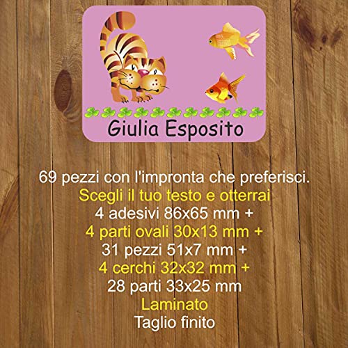 Adesivi con nome per bambini, libri e Materiale